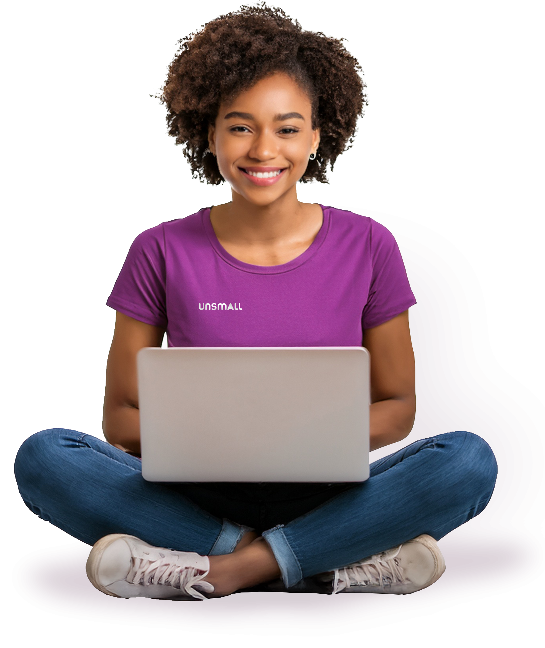 Afircan girl sitting on the floor with laptop2